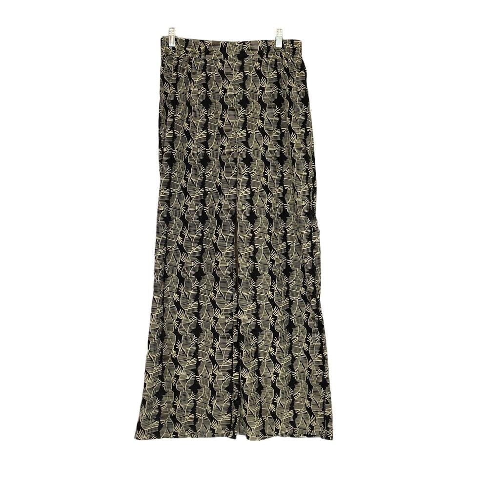 Annabella Women's Palazzo Pants Medium Wide Leg Elastic Waist Pull On Black Boho
